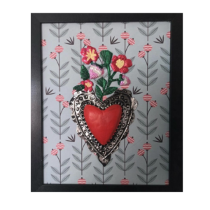 Cuadro grande Corazón rojo y flores